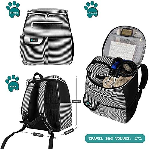 PetAmi Dog Travel Backpack Airline Approved Pet Supplies Bag, Stripe Black - Image 2