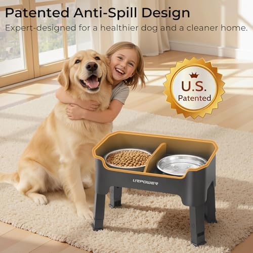URPOWER Mess Proof Elevated Dog Bowls, Splash Guard Raised Bowl Stand - Image 2