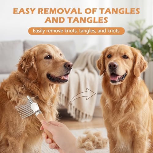 3 Pcs Pet Dematting Comb Set, Undercoat Rake & Stainless Steel Grooming Combs for Dogs & Cats, Serrated Tool to Remove Mats, Knots & Tangles for Wavy, Curly & Long Haired Pets - Image 2