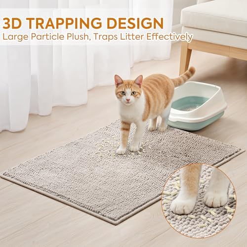 Pieviev Soft Chenille Cat Litter Box Mat, Ultra Absorbent, 48'' x 36'' - Image 6