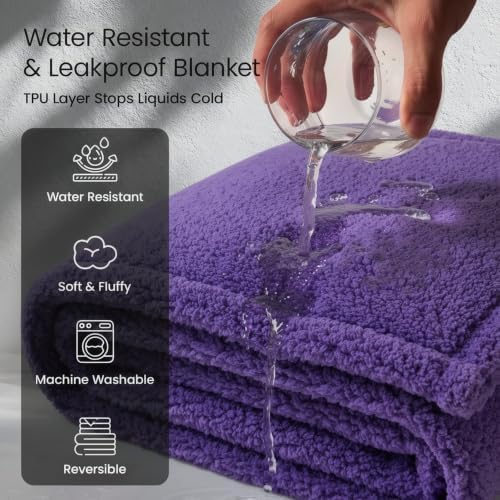 Purple Waterproof Pet Calming Blanket for Dogs Fluffy Dog Bed Cover Puppy Pets Blankets Leakproof Sofa Couch Washable Cover Doggie Cat Fluffy Lavender Mats for Warm-Purple,L-65x57in - Image 6