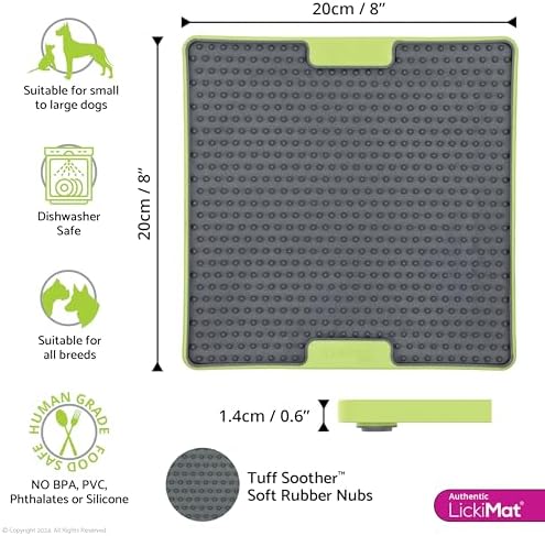 LickiMat Tuff Soother Slow Feeder Lick Mat for Dogs, Green, Boredom Aid - Image 2