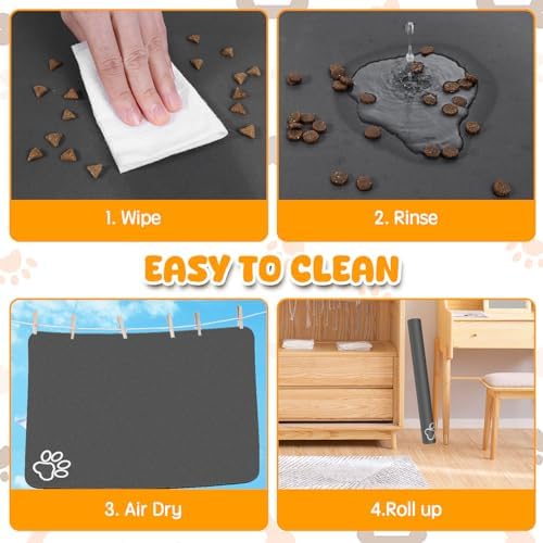 Dog Food Mat, 36" x 24" Extra Large Absorbent Dog Mat for Food and Water, Non Skid Cat Bowl Mat, No Stains Quick Dry for Pet Water Dispenser Pet Supplies for Messy Drinkers - Image 6
