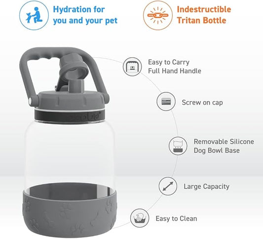 Asobu Buddy Bottle a Stainless Steel Insulated Water Bottle for with Removable Dog Water Bowl and Dog Food and Treat Storage Bowl (Green, 50 Ounce)