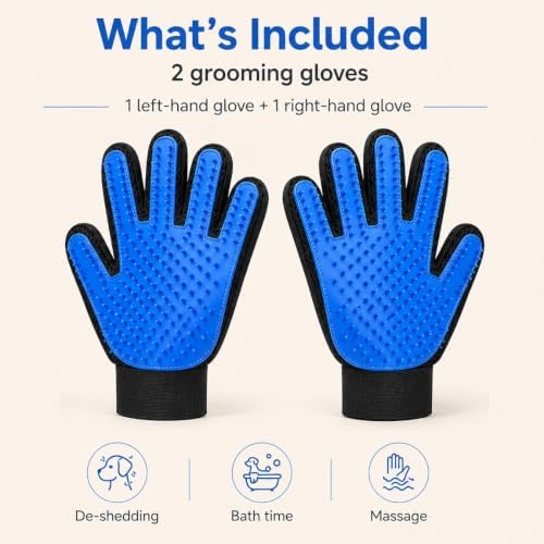 NVNAN Pet Hair Removal Glove for Dogs & Cats, 2-Pack Blue - Image 2