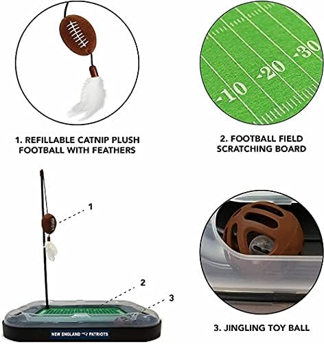 CAT SCRATCHING BOARD NFL LOS VEGAS Raiders Football Field CAT Scratcher Toy. + Catnip Filled Plush Football Toy&Feather Cat Toy Hanging with Jingle Bell Interactive Ball Cat Chasing 5-in-1 Kitty Toy - Image 2