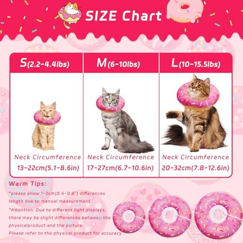 Seyezo Cat Cone Collar Soft, Adjustable Cat Recovery Collars, Donut Pink, M - Image 2