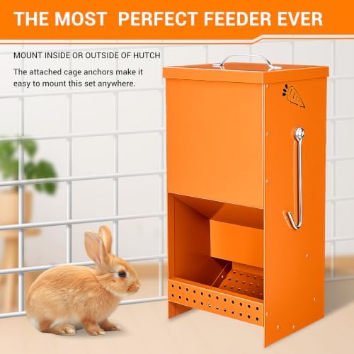 Rabbit Feeders Automatic for Cages,Orange 5 Pound Large Metal Trough Feeder - Image 7