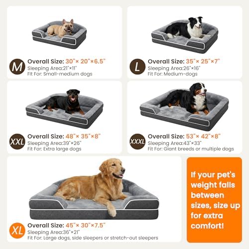 Orthopedic Dog Bed for Extra Large Dogs, 45"x30" XL Dog Couch Bed - Image 2