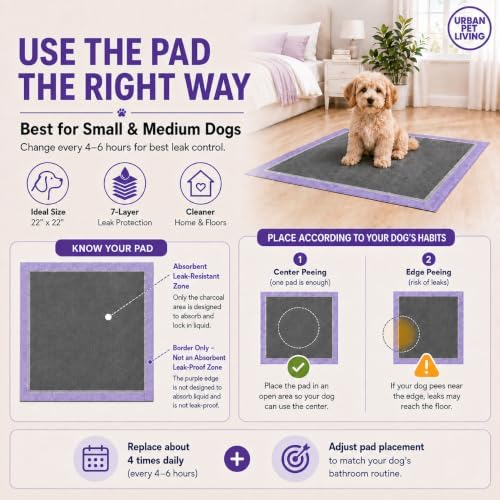 Puppy Pads with Adhesive Tabs, Charcoal Pee Pads for Dogs, 22x22 in, 50 Ct - Image 2