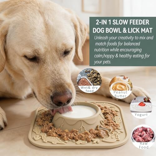 Lick Mat for Dog & Cat, Durable Silicone Licking Mat with Suction Cups, Easy-to-Clean, Chew-Proof, 2-in-1 Slow Feeder Pad Bowl for Dry & Wet Food, Puppy Enrichment Toy for Anxiety Relief, Pet Grooming - Image 2