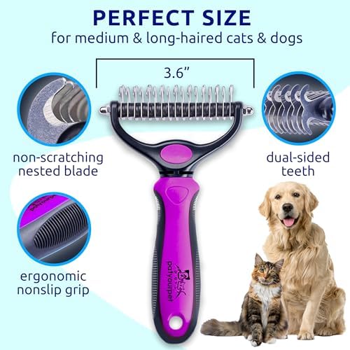 Pat Your Pet Deshedding Brush & Metal Comb Grooming Combo for Cats & Dogs - Image 7