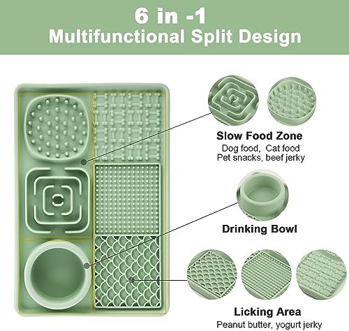 Lick Mat for Dogs, Slow Feeder Licking Mat with Suction Cups for Food and Water, Silicone Feeding Mat Perfect for Anxiety Relief Suitable for Butter Food Yogurt Peanut (Green) - Image 2