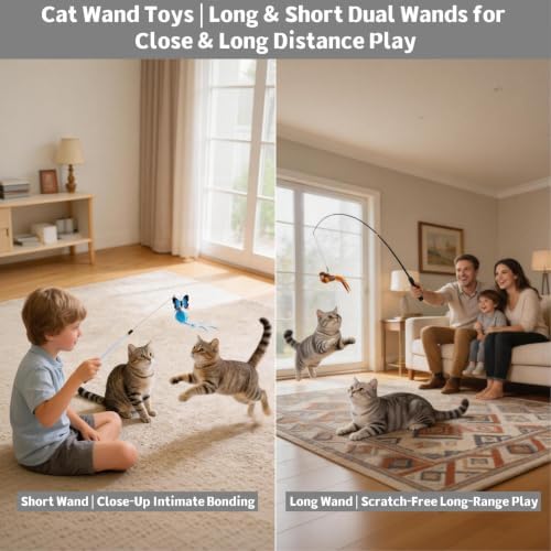 11PCS Interactive Cat Toy Set with Feather Wands for Kittens & Cats - Image 2