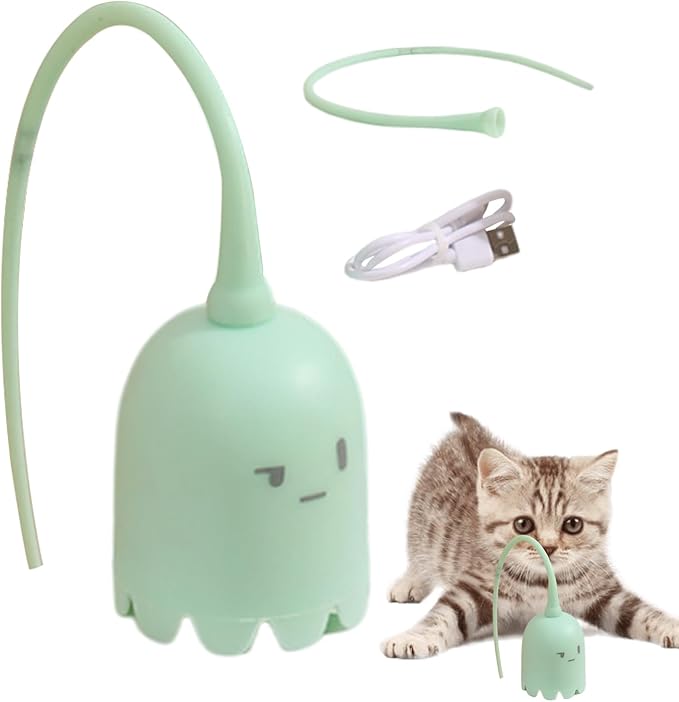 Cat Teaser Wand, Rechargeable Exercise Cat Toy, Silicone Tail Teaser, Mimicking Animals Swing Tail Interactive, Cat Wand Toy, Interactive Toy for Bored Indoor Cats and Kittens, Exercise Toy