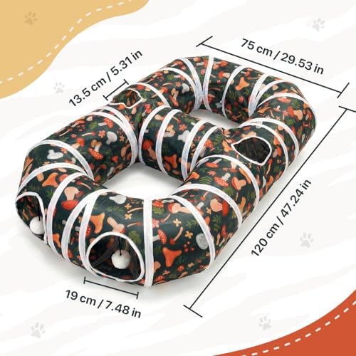 Cat Tunnel for Indoor Entertainment, Tear-Resistant Cat Play Tube with Play Ball, Collapsible Pet Tube with Interactive Peephole, Ideal for Outdoor Exercise for Kittens Puppies Rabbits (8-Shaped) - Image 2