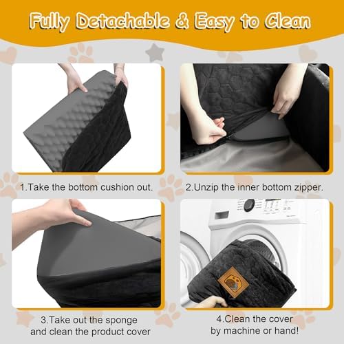 Dog Car Seat for Small/Medium Dogs, Memory Foam Dog Booster Seat, Travel Safety with Washable Removable Cover, Storage Pockets for Dogs up to 35 lbs(Black) - Image 7