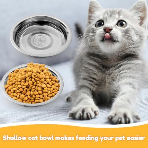 5 Pcs Stainless Steel Cat Bowls, 5.5 in Shallow Wide Cat Food Bowls - Image 7