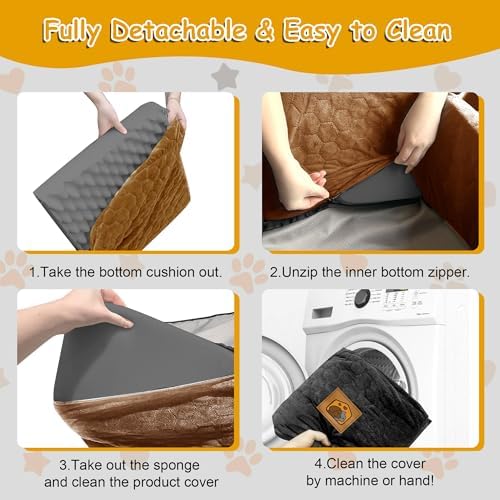 Dog Car Seat for Small/Medium Dogs, Memory Foam Dog Booster Seat, Travel Safety Per Car Seat with Washable Removable Cover, Storage Pockets for Dogs up to 35 lbs(BlackBrown) - Image 7