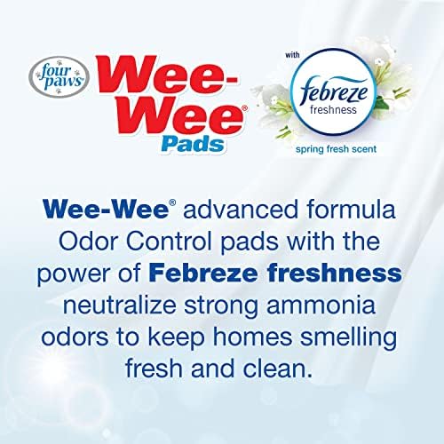 Four Paws Wee-Wee Odor Control with Febreze Freshness Pee Pads for Dogs & Puppies, Leak-Proof Dog Housebreaking Potty Training Floor Protection, Spring Fresh Scent, 22" x 23", 100 Count - Image 2