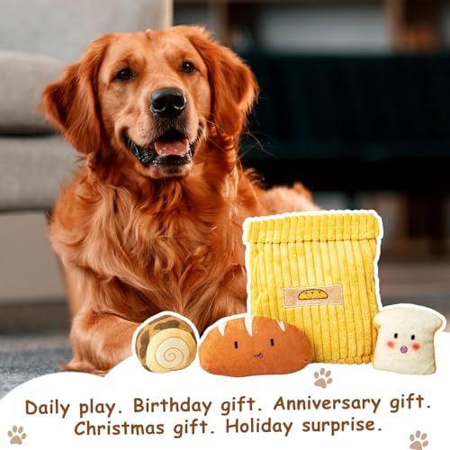 Hollypet Squeaky Hide and Seek Dog Toys for Small and Medium Dogs, Bread - Image 7