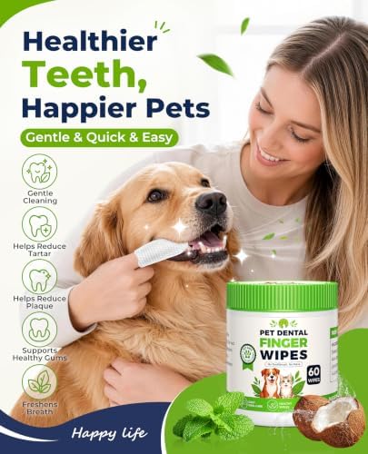 Dog Dental Wipes for Teeth Cleaning, Finger Toothbrush Wipes for Dogs Cats,Dog Teeth Cleaning Wipes Reduce Bad Breath & Plaque Tartar, No-Rinse Daily Oral Care,Dog Toothbrush & Toothpaste Alternatives - Image 2