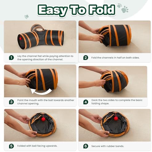 Love's cabin Cat Tunnel for Indoor Cats, 3-Way Collapsible Play Tunnel - Image 7