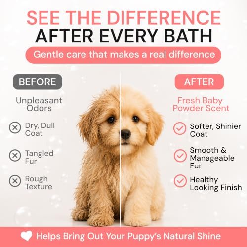 Puppy Grooming Natural Dog Shampoo and Conditioner with Aloe Vera, pH balanced Shampoo for Dogs, Tear-Free, Moisturizing Dog Shampoo for Sensitive Skin - 26.4 Oz - Image 7