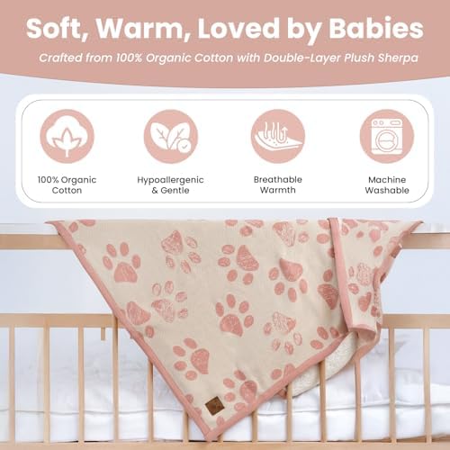 Baby & Pet Blanket, Cotton Sherpa, Pink Beige, 30x40 in - Image 2