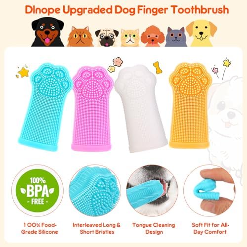 Dog Finger Toothbrush, 4-Pack Finger Toothbrush for Dogs, Upgraded Pet Tooth Brushing Kit, A Fun Dog Teeth Cleaning Tool that Also Doubles as A Gum Massage, Suitable for Medium and Large Dogs. - Image 2