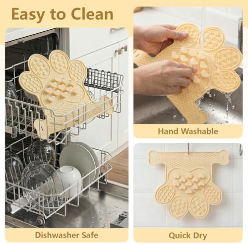 Dog Lick Mat with Suction Cups, Slow Feeder & Enrichment Mat for Dogs & Cats, Silicone Feeding Mat for Wet & Dry Food, Anxiety Relief, Mess-Free Foldable Pocket Design, Yellow - Image 7