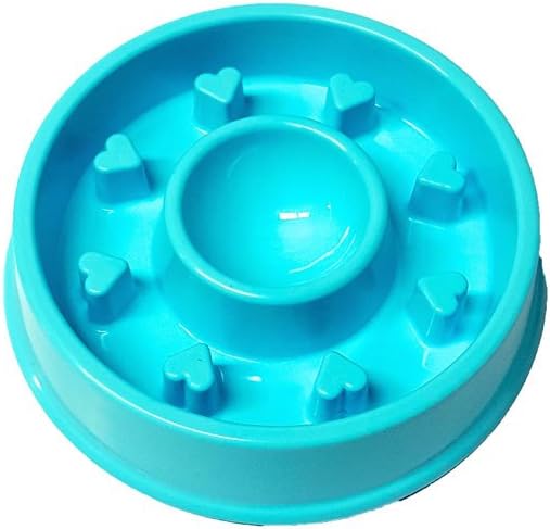 ALPHA DOG SERIES Non-Slip Maze Puzzle Bowl Slow Feeder Interactive Stop Bloat Stop Gas Improve Digestion Dog Bowl for Small and Medium Dogs (Blue, Hearts)