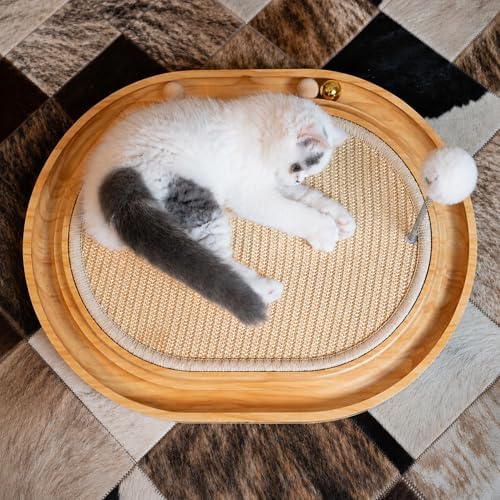 CHEERHOME PETS Sisal Cat Scratcher Pad, Wooden Interactive Cat Puzzle Toy - Image 7