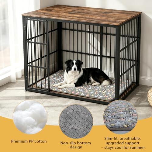 Washable Dog Bed Mat, Upgraded Non-Slip Durable Dog Bed, Soft and Comfortable, Machine Washable Luxury Kennel Pad, Paw Pattern Design Kennel Beds Mats for Large Medium Small Pets, 43.3" x 27.6" - Image 2