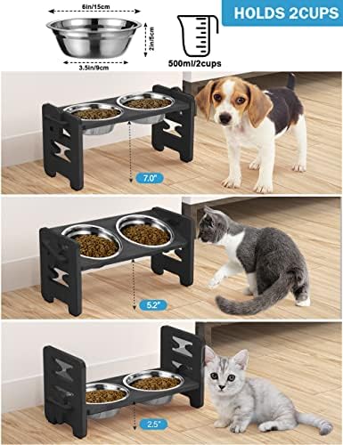 Vantic Elevated Dog Bowls, Raised Dog Bowl Stand Adjustable Small, Black - Image 2