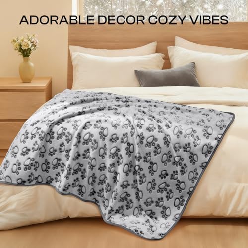 Luciphia Fluffy Paw Print Dog Blanket Large/Medium/Small, Soft Fleece Throw - Image 6