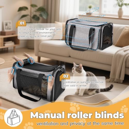 YUDODO 25lbs Cat Carrier Lightproof Soft Sided Pet Carrier for Large Cat - Image 2