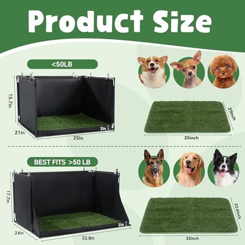 MABOZOO Dog Pee Pad Holder with Artificial Grass, 25 * 21 * 15.7 in Foldable Indoor Dog Potty Tray with Hemmed Edge, No Spill Pee Pad Holder Tray Puppy Litter Box for Dogs - Image 2