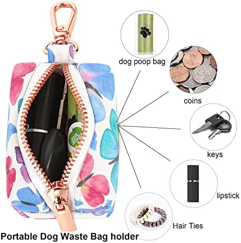 ARING PET Dog Waste Bag Dispenser, Cotton Doggy Poop Bags Holders Attach to Any Leashes, Portable Washable Butterfly Pattern Pet Waste Pouch Dispenser with Metal Zipper - Image 2