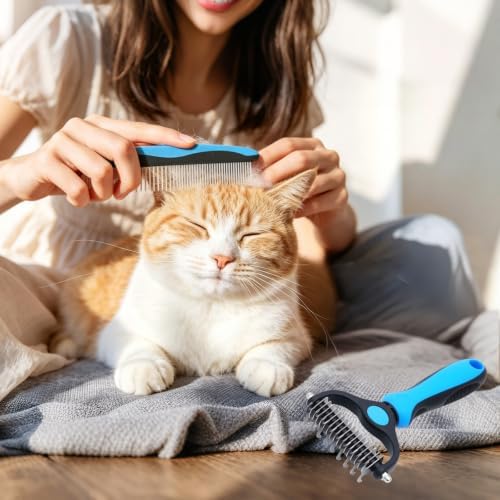 Pet Grooming Rake for Dogs & Cats - Double-Sided Deshedding and Dematting Tool, Gently Remove 95% of Loose Undercoat & Mats for Long-Haired Pets, Painless Fur Brush for Shedding Control (Comb+Nail) - Image 7