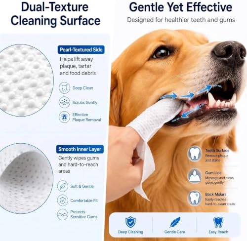 Pet Cleaning Finger Wipes for Dogs and Cats Non-Slip Design 50 Counts - Image 2