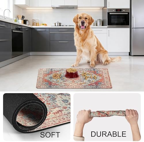 Cat Food Mat Pet Feeding Mats Dog Bowls Mat Cat Water Mat 12x20 Inch Boho5 - Image 7