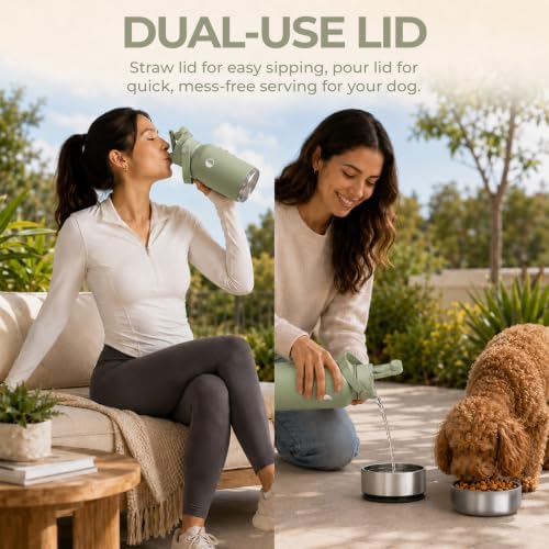32 oz. Dog Water Bottle, Insulated Dog Travel Water Bottle, Stainless Steel Pet Water Bottle Dispenser Portable Food and Water Bowl for Dogs for Walking Dog Canteen Travel Kit - Image 7
