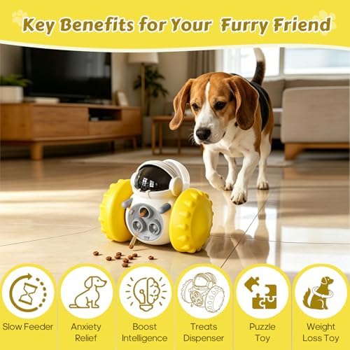 Cat Wobble Treat Dispenser Puzzle Toys Interactive Slow Feeder Snack Enrichment Fun Sliding Rolling Exercise & Distribution Toy for Indoor Cats, Small and Medium Dogs - Image 6