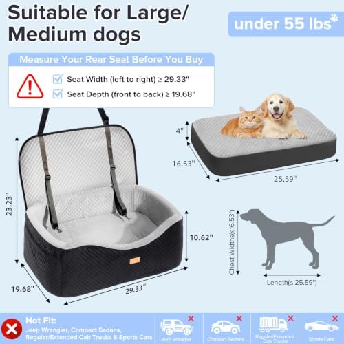 BLVRYVIO Large Dog Car Seat for Medium Sized Dogs Under 55lbs or 2 Smalls - Image 2