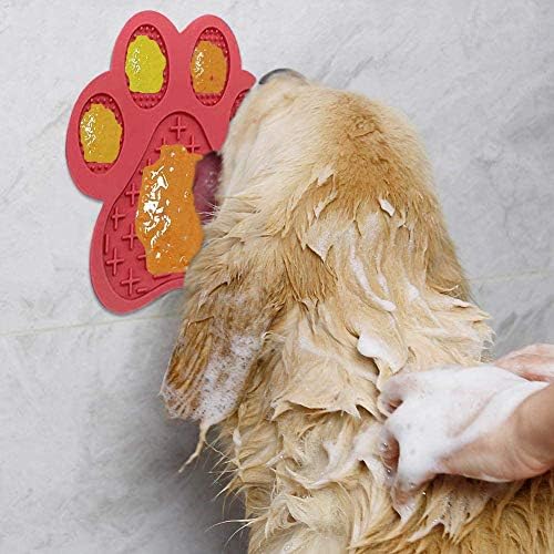 Dog Licking Mat for Anxiety Peanut Butter Slow Feeder Bowls Licking Pad with Strong Suction to Wall for Pet Bathing,Grooming,and Dog Training (Red) - Image 7