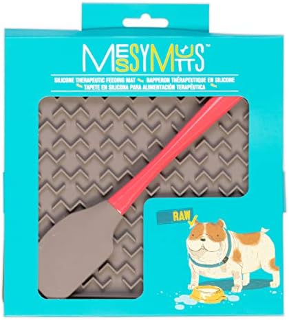 Messy Mutts Therapeutic Lick Mat, 8 Inch, Grey with Spatula - Image 2