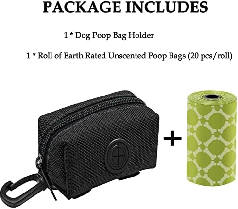 Dog Poop Bag Rolls Holder for Leash + 20 Doggy Waste Bags, Black - Image 7