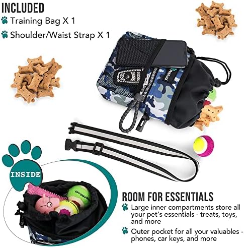 PetAmi Dog Treat Pouch, Pet Treat Pouch for Training, Dog Walking Bag Holder for Kibbles, Pet Food Toy, Dog Trainer Essentials Supplies, Poop Bag Dispenser, 3 Ways to Wear (Camo Blue) - Image 2