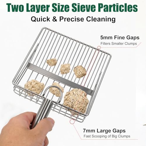 Cat Litter Scoop with Holder, Heavy Duty Metal Litter Sifter with Storage Stand, Easy to Clean, Durable Stainless Steel Litter Scooper with Stand, Quick Sift for Litter Box - Image 2